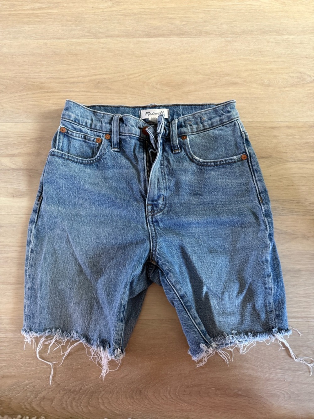 Madewell Blue Denim Shorts with Label Detail